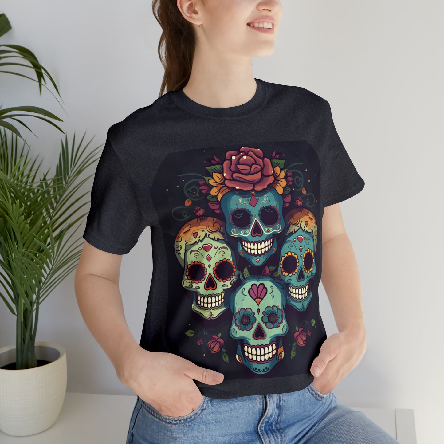 Sugar Skull Day Of The Dead Halloween Mexican Skeleton T-Shirt