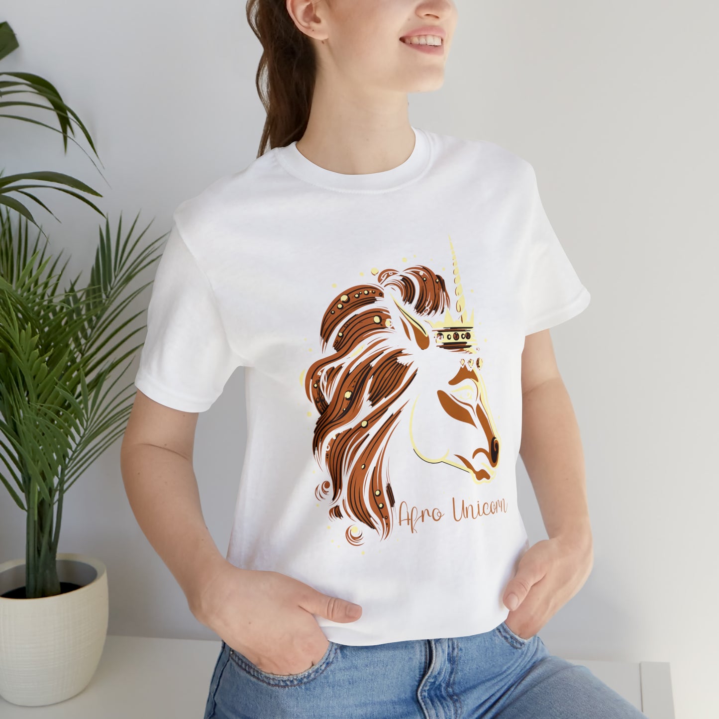 Afro Unicorn with crown - Regal Whimsical Majestic Fantasy Royal T-Shirt