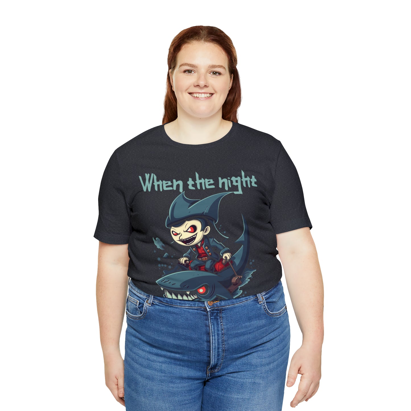 When The Night Bites Back Vampire Shark Halloween Nightmare T-Shirt