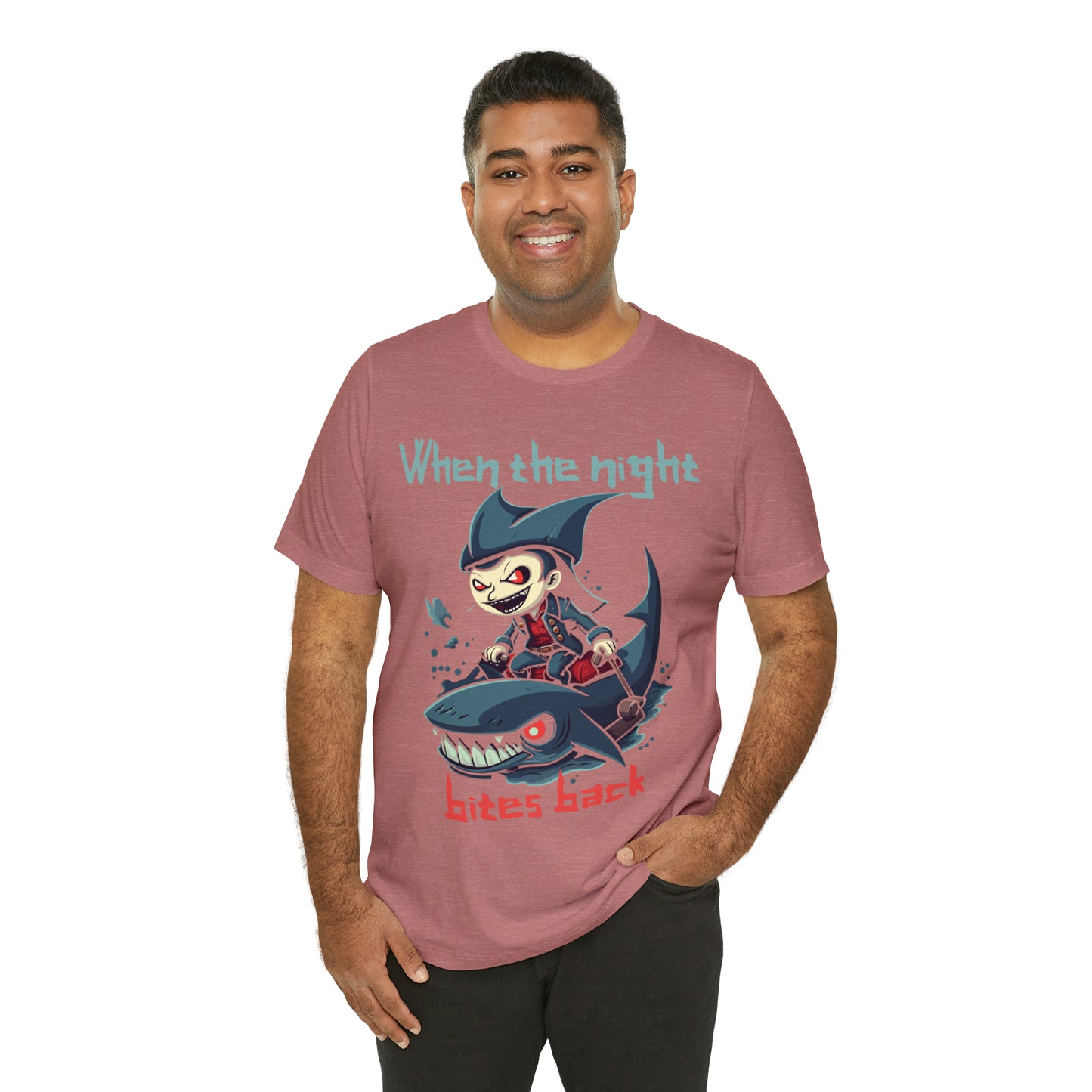 When The Night Bites Back Vampire Shark Halloween Nightmare T-Shirt