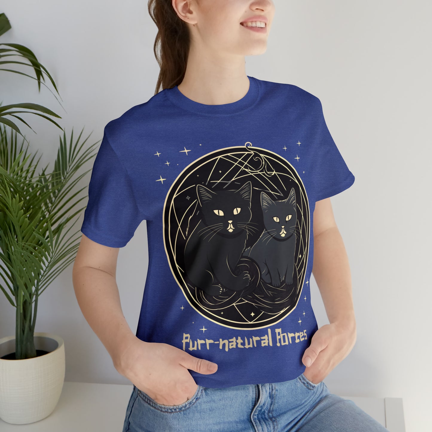 Purr-natural Forces Halloween Black Cat Magic Feline T-Shirt