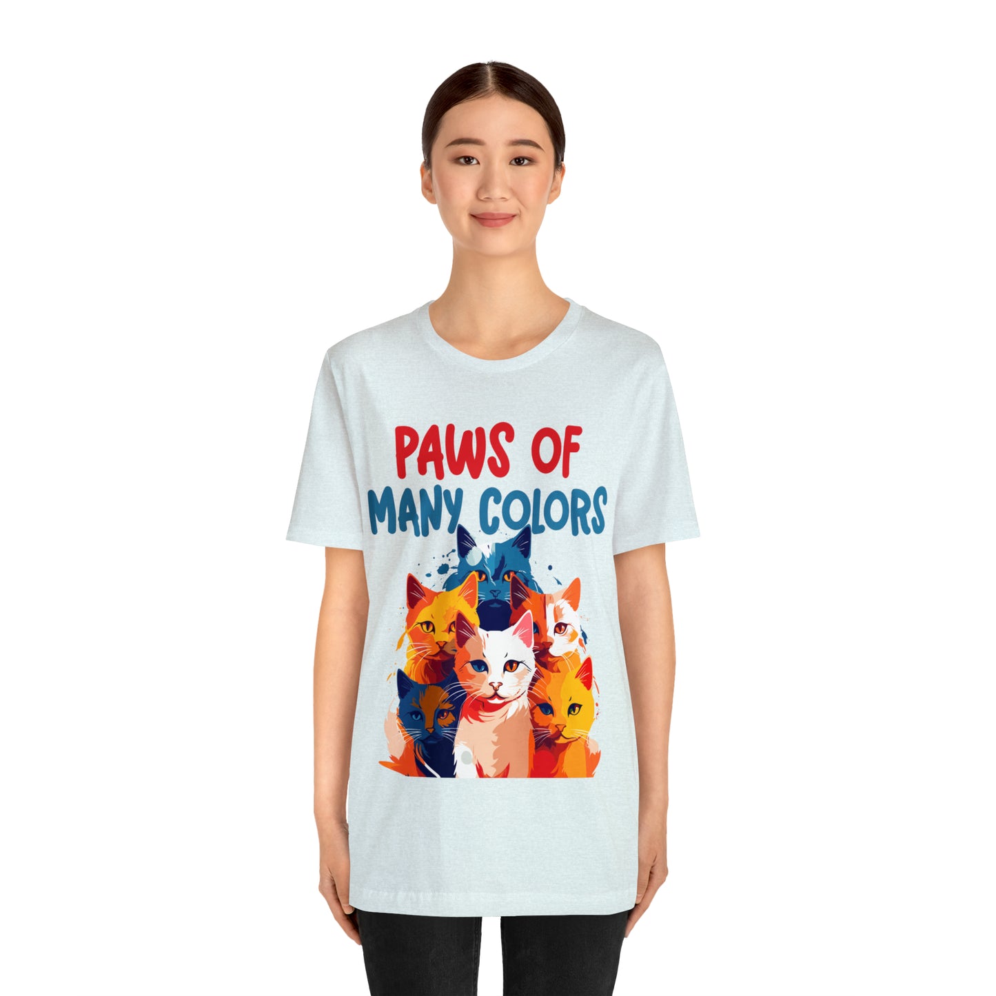 Paws of Many Colors Feline Rainbow Delight Kitty Lover T-Shirt