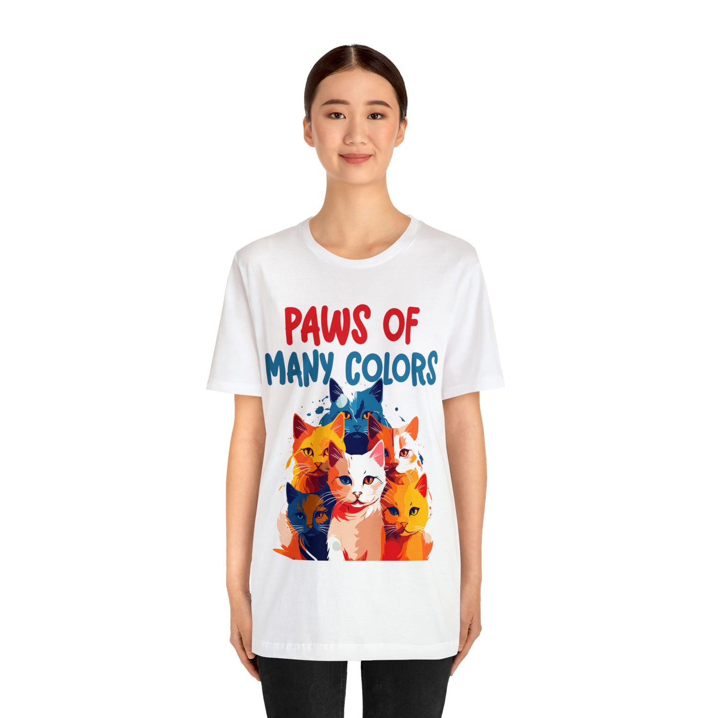 Paws of Many Colors Feline Rainbow Delight Kitty Lover T-Shirt