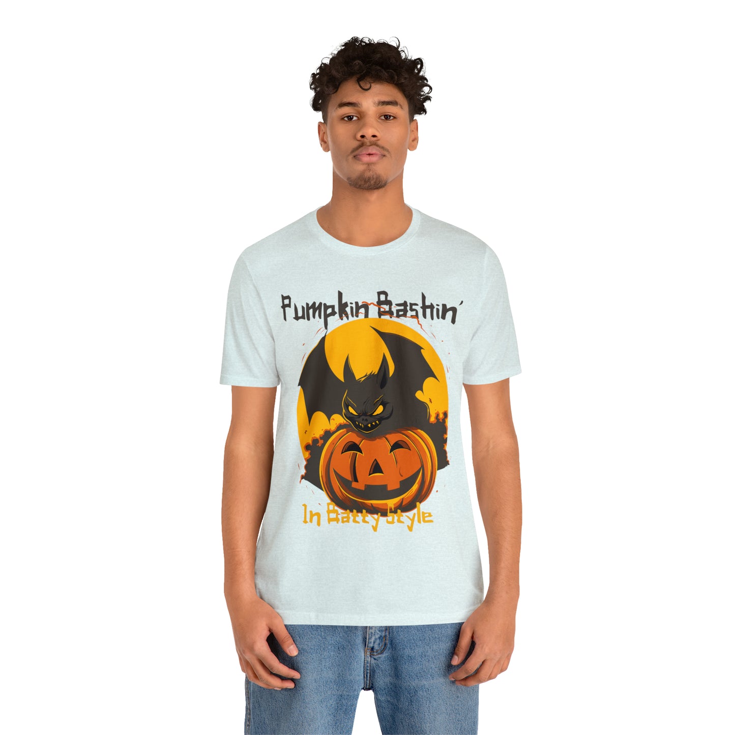 Spooky Bat Smashes Pumpkin Bashin' Fun Halloween Batty Style T-Shirt