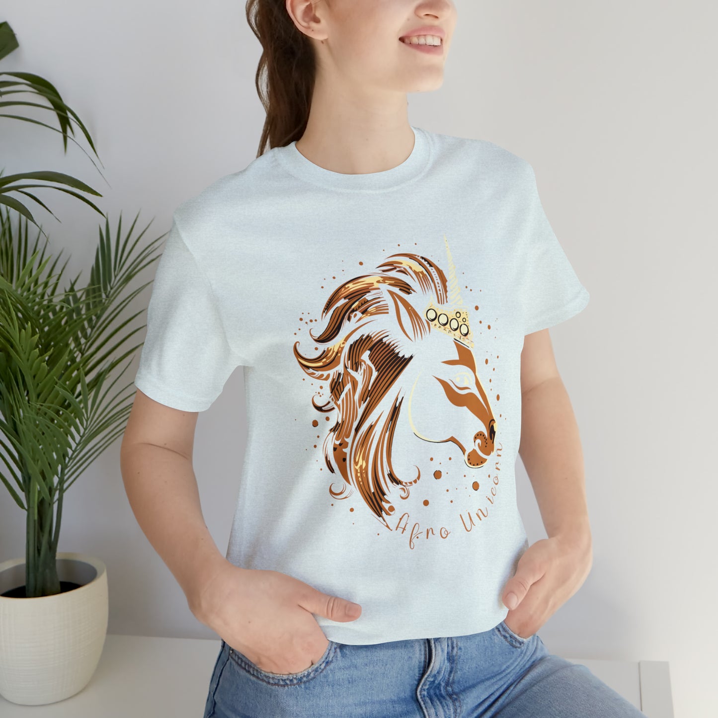 Afro Unicorn with crown - Regal Whimsical Majestic Fantasy Royal T-Shirt