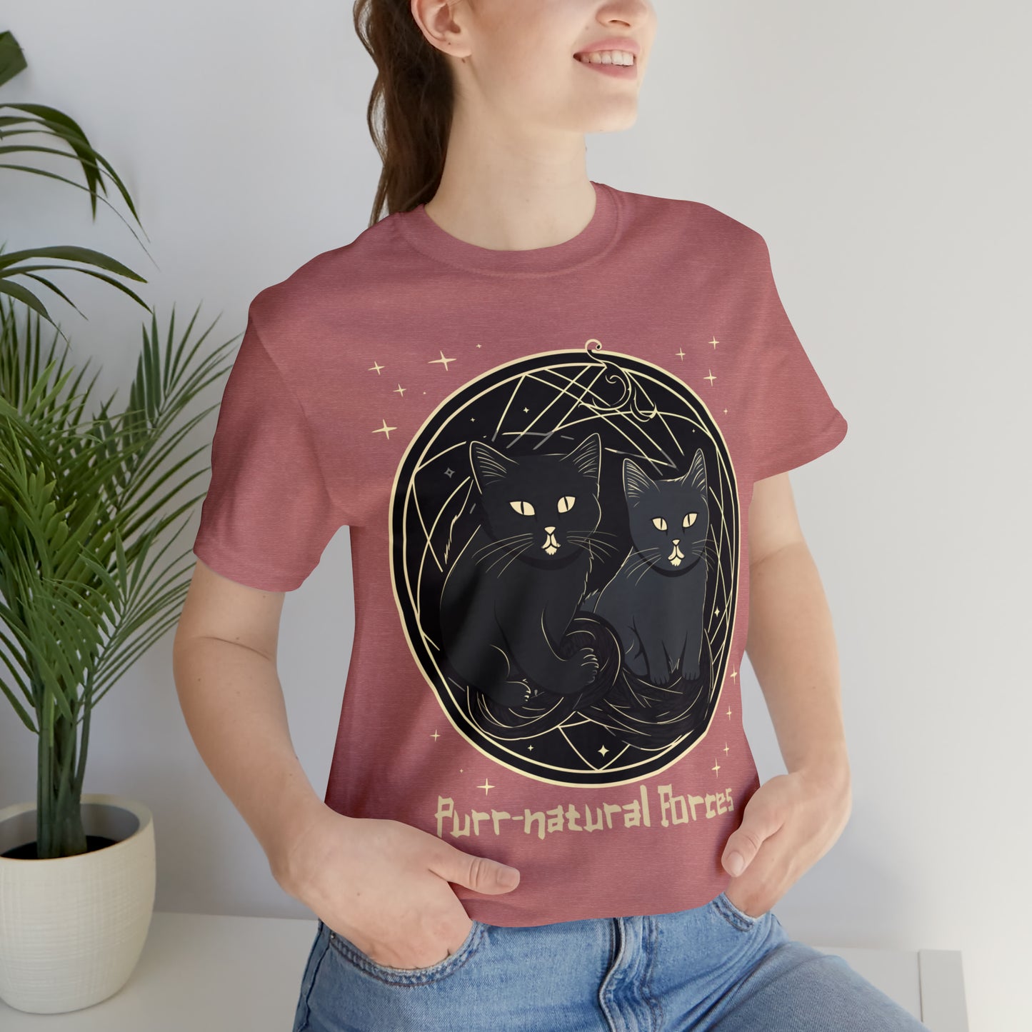 Purr-natural Forces Halloween Black Cat Magic Feline T-Shirt