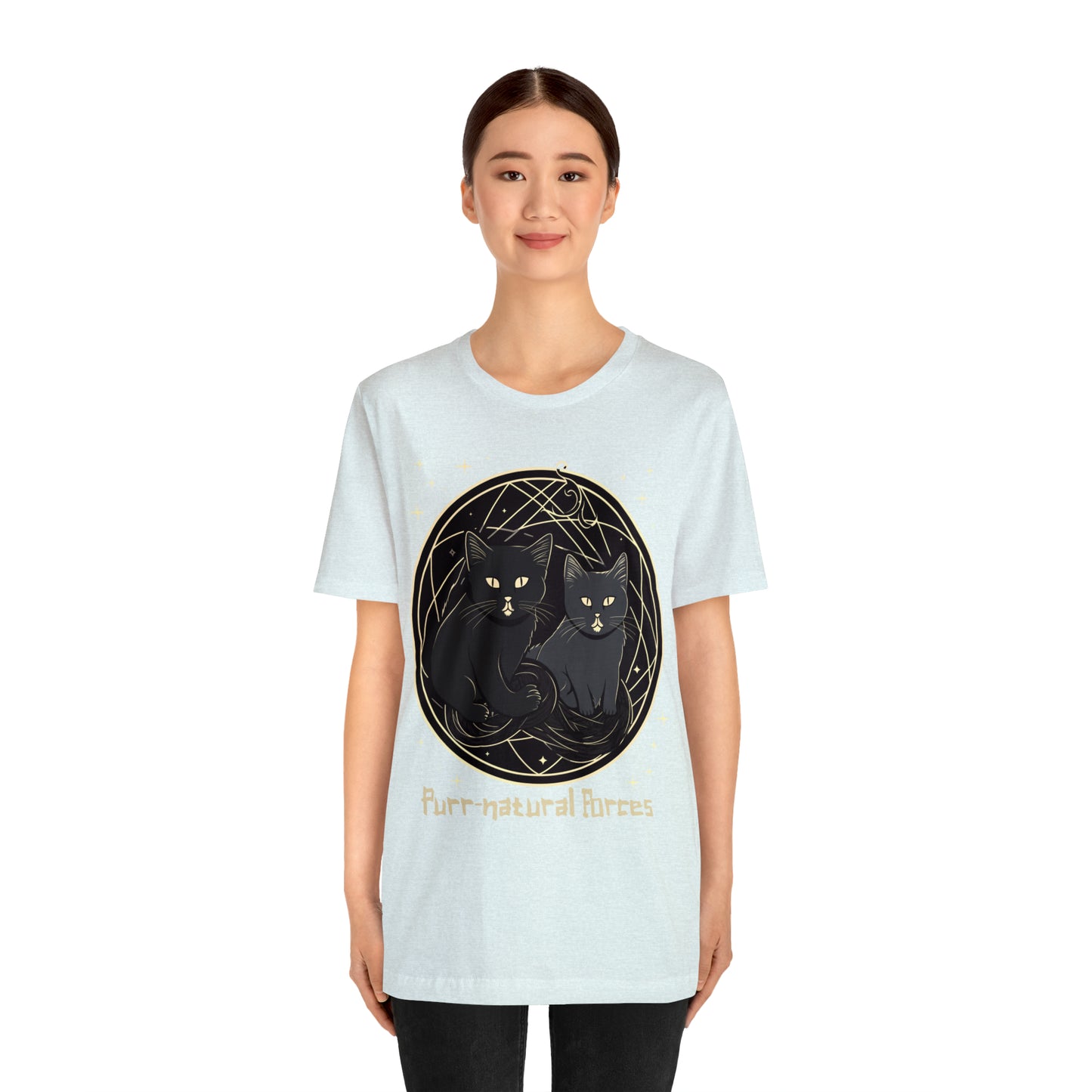 Purr-natural Forces Halloween Black Cat Magic Feline T-Shirt