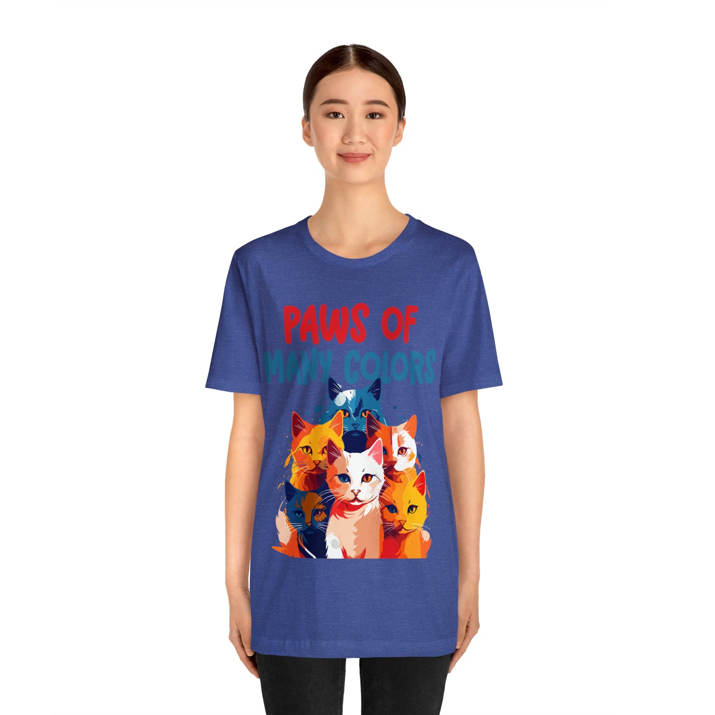 Paws of Many Colors Feline Rainbow Delight Kitty Lover T-Shirt