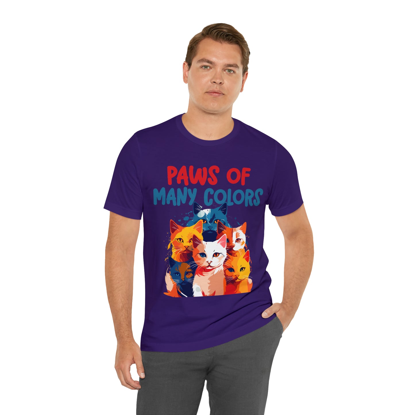 Paws of Many Colors Feline Rainbow Delight Kitty Lover T-Shirt