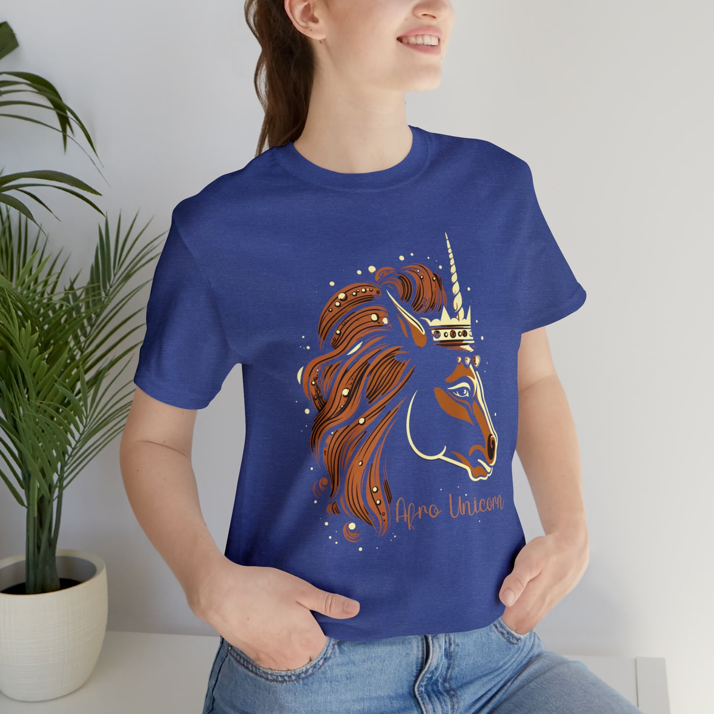 Afro Unicorn with crown - Regal Whimsical Majestic Fantasy Royal T-Shirt