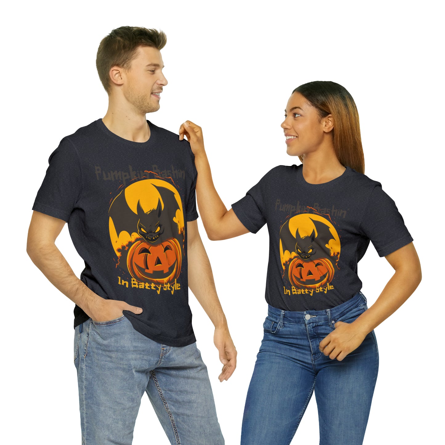 Spooky Bat Smashes Pumpkin Bashin' Fun Halloween Batty Style T-Shirt