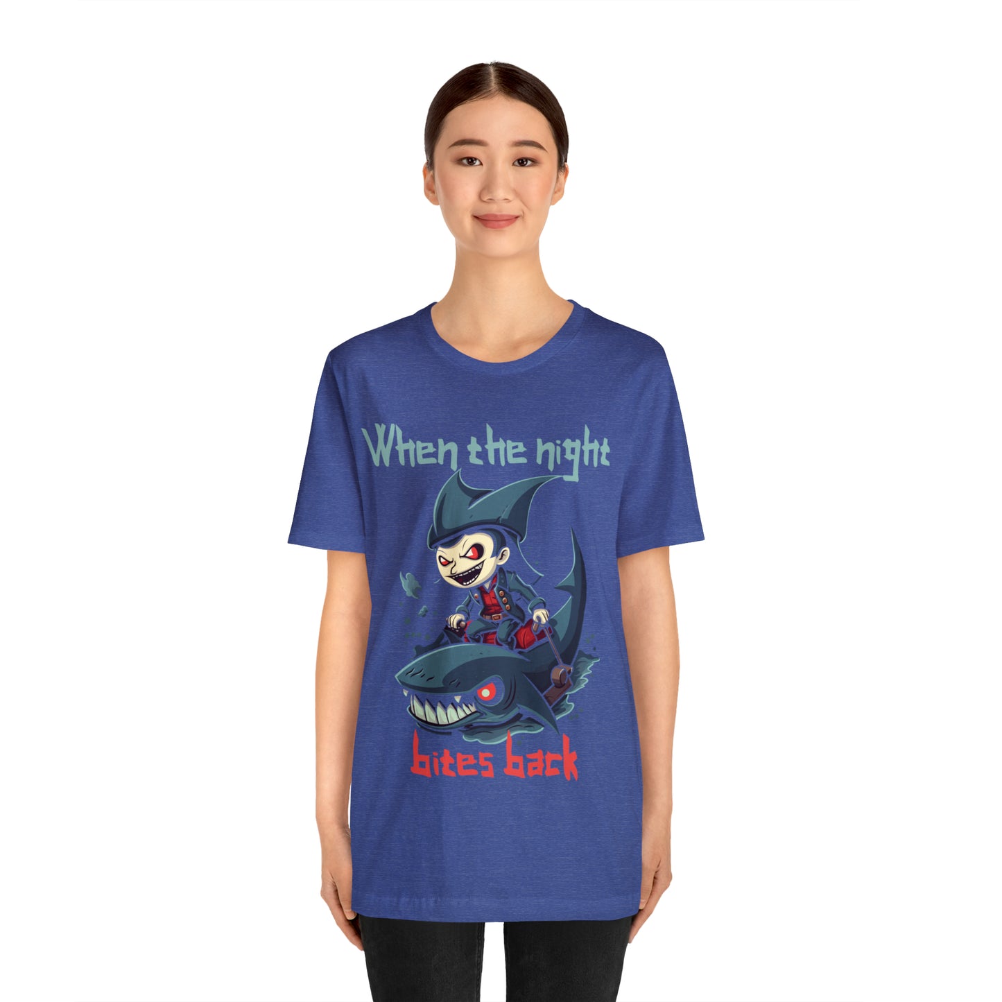 When The Night Bites Back Vampire Shark Halloween Nightmare T-Shirt