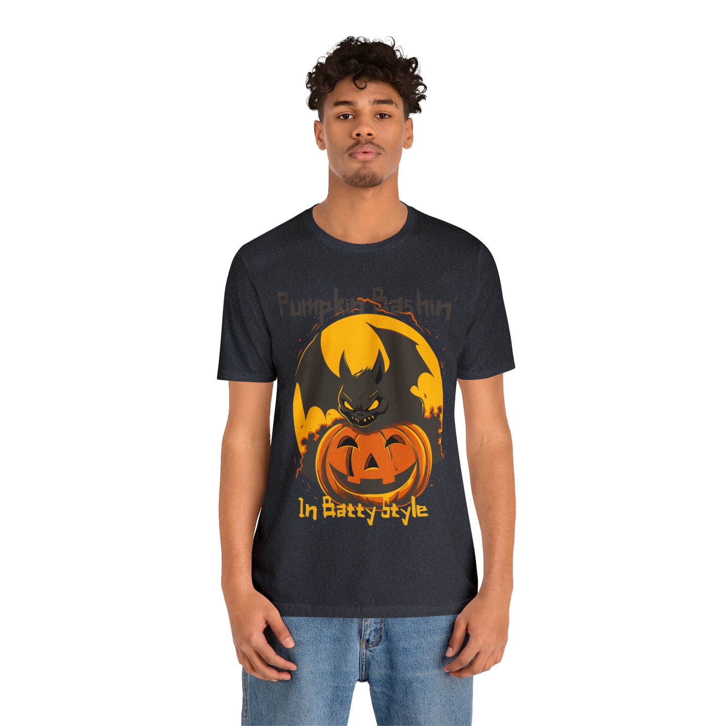 Spooky Bat Smashes Pumpkin Bashin' Fun Halloween Batty Style T-Shirt