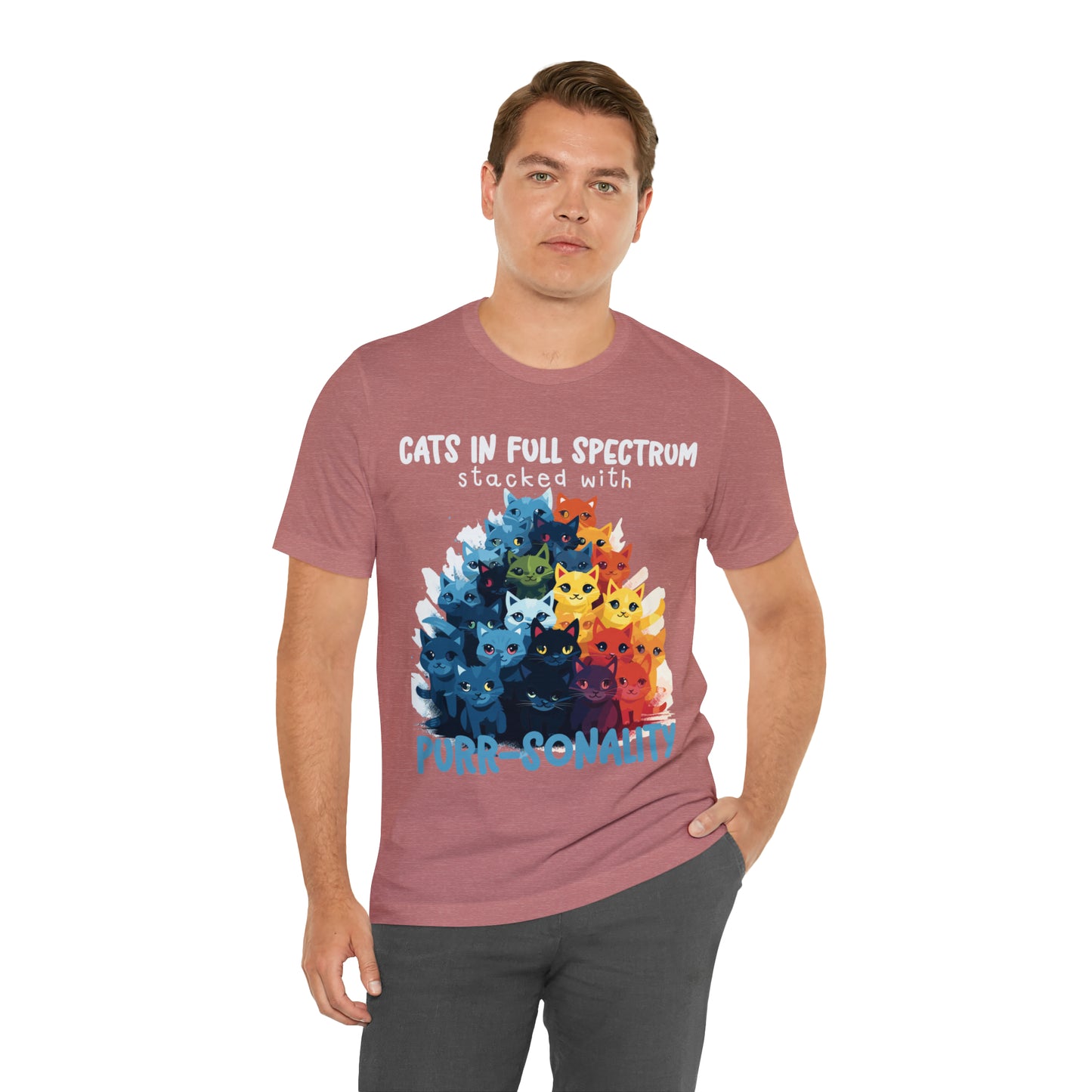 Cats in Full Spectrum Stacked with Purr-sonality Vibrant T-Shirt