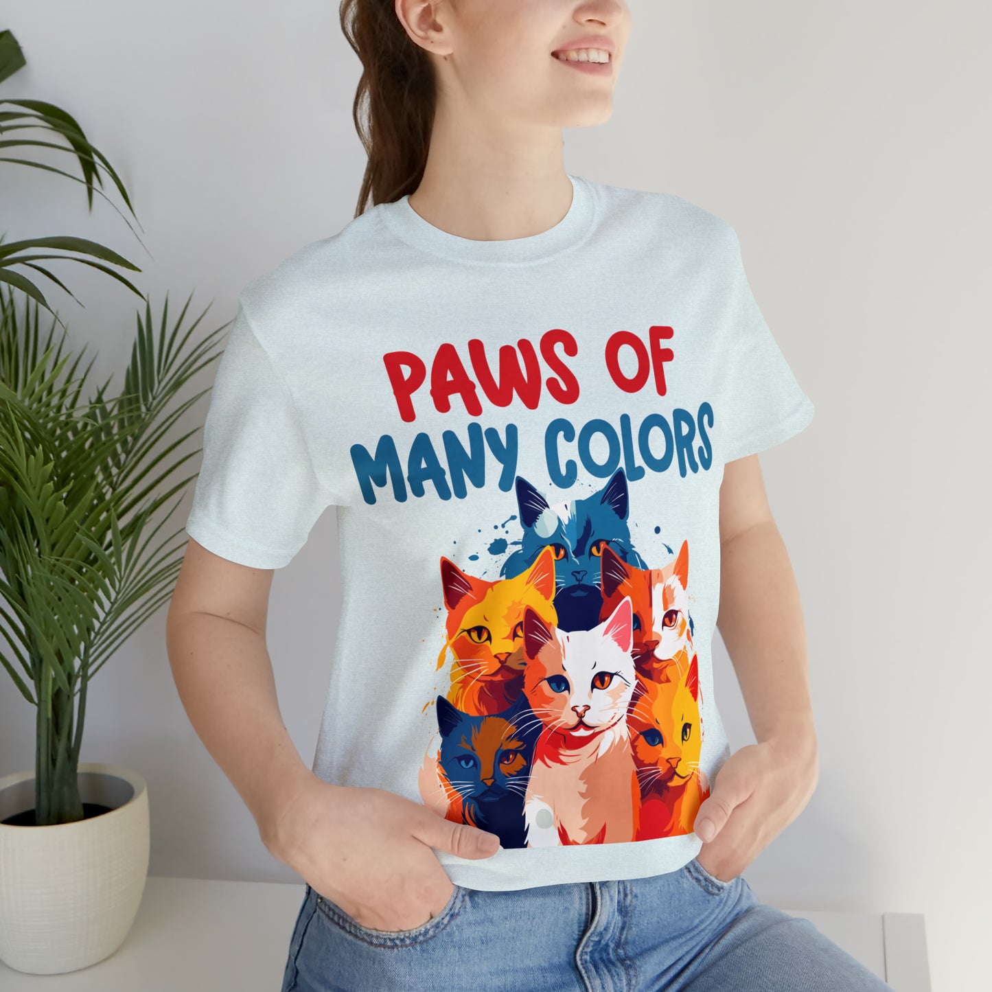 Paws of Many Colors Feline Rainbow Delight Kitty Lover T-Shirt