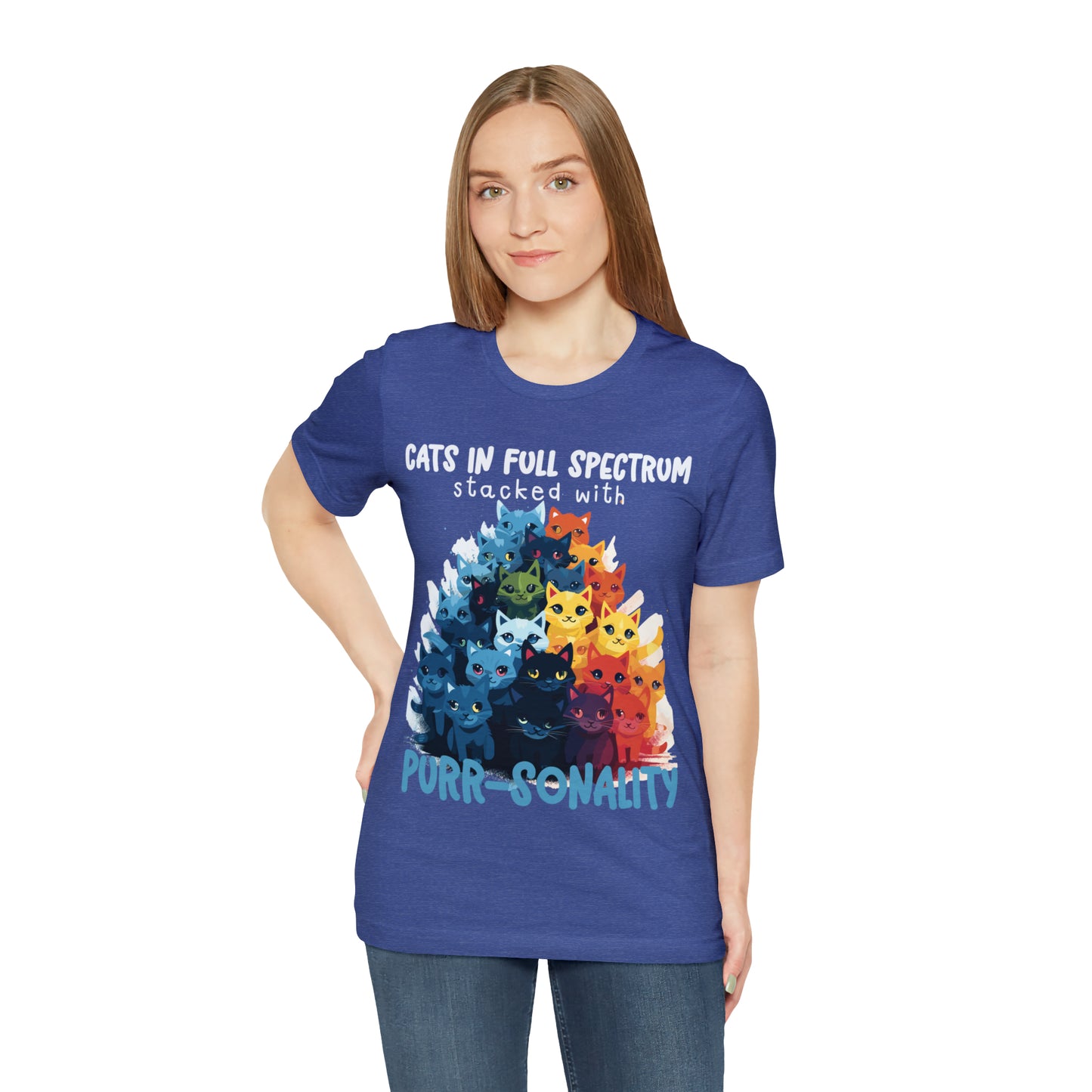 Cats in Full Spectrum Stacked with Purr-sonality Vibrant T-Shirt