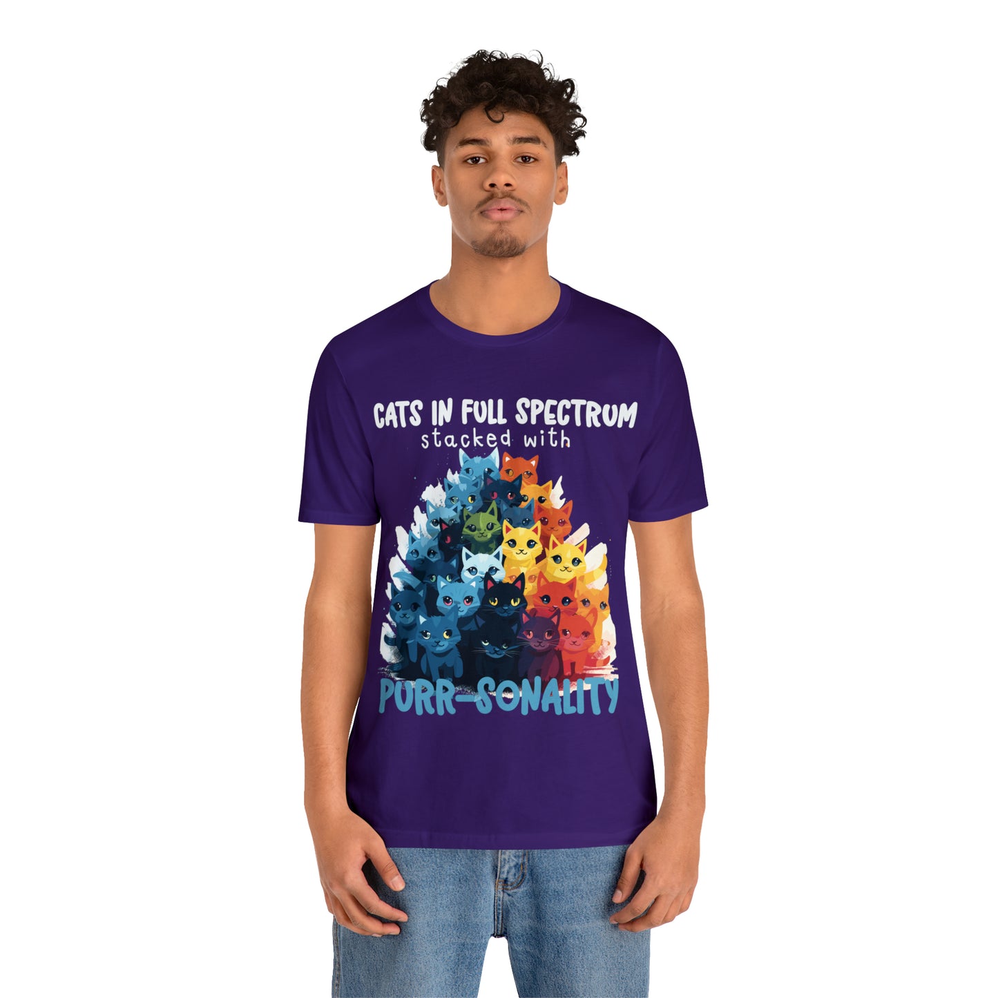 Cats in Full Spectrum Stacked with Purr-sonality Vibrant T-Shirt