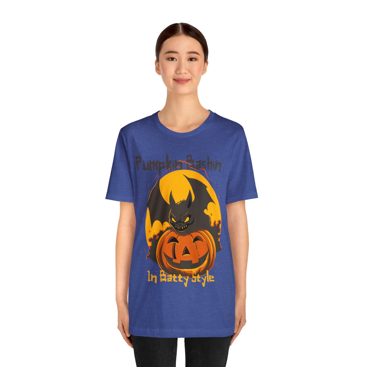 Spooky Bat Smashes Pumpkin Bashin' Fun Halloween Batty Style T-Shirt