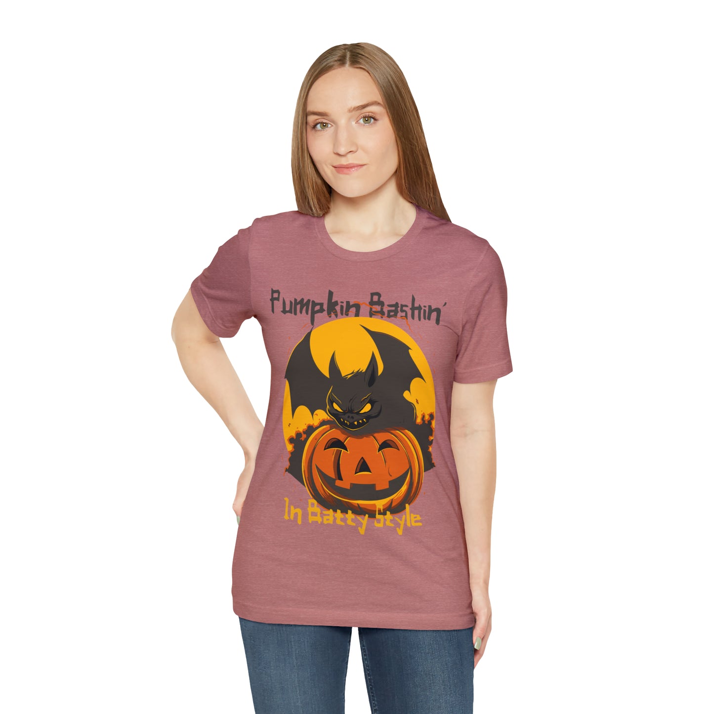 Spooky Bat Smashes Pumpkin Bashin' Fun Halloween Batty Style T-Shirt