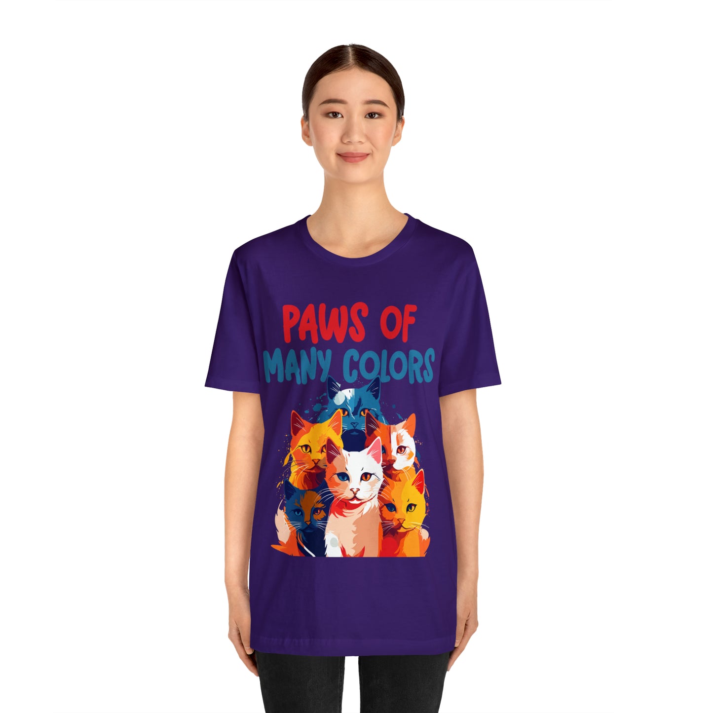 Paws of Many Colors Feline Rainbow Delight Kitty Lover T-Shirt