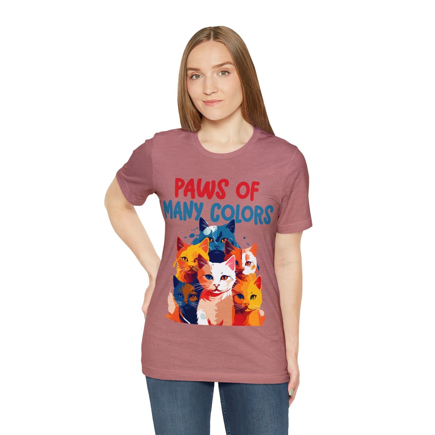 Paws of Many Colors Feline Rainbow Delight Kitty Lover T-Shirt