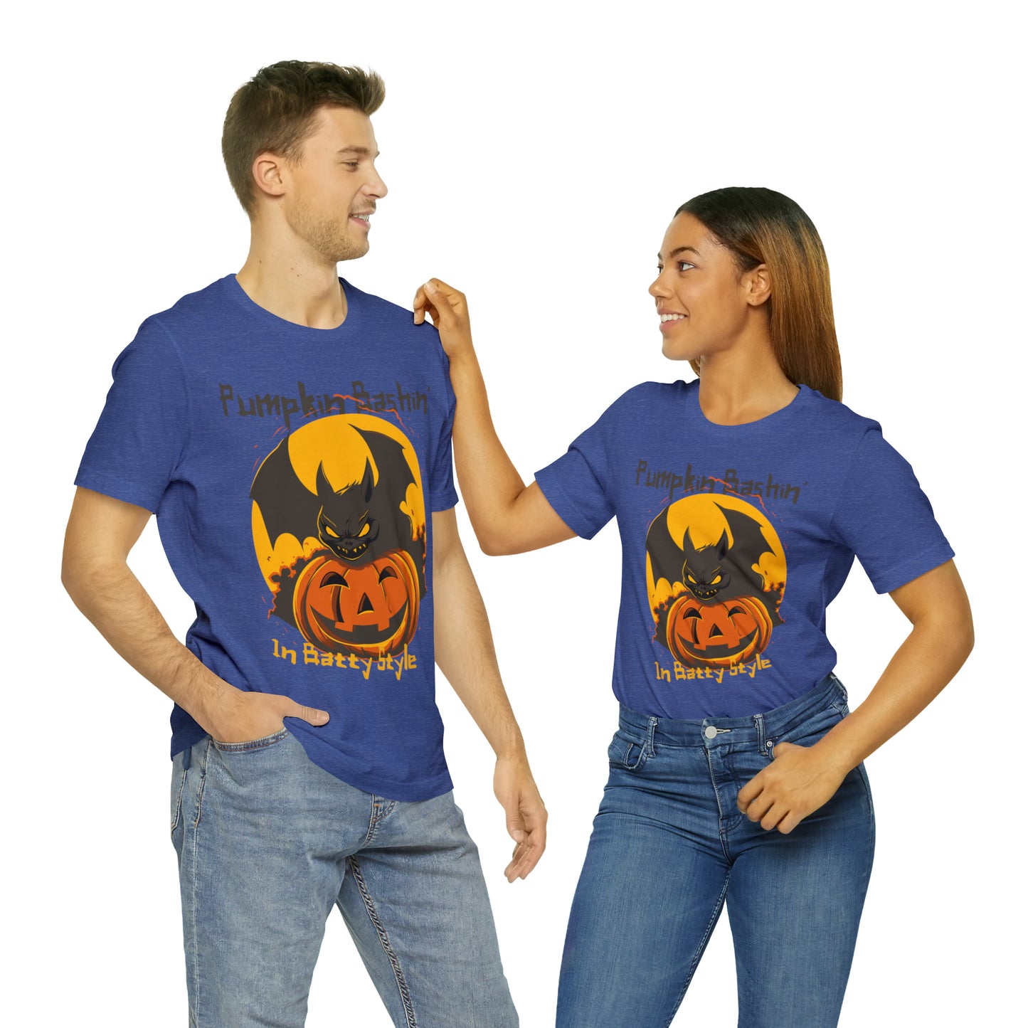 Spooky Bat Smashes Pumpkin Bashin' Fun Halloween Batty Style T-Shirt