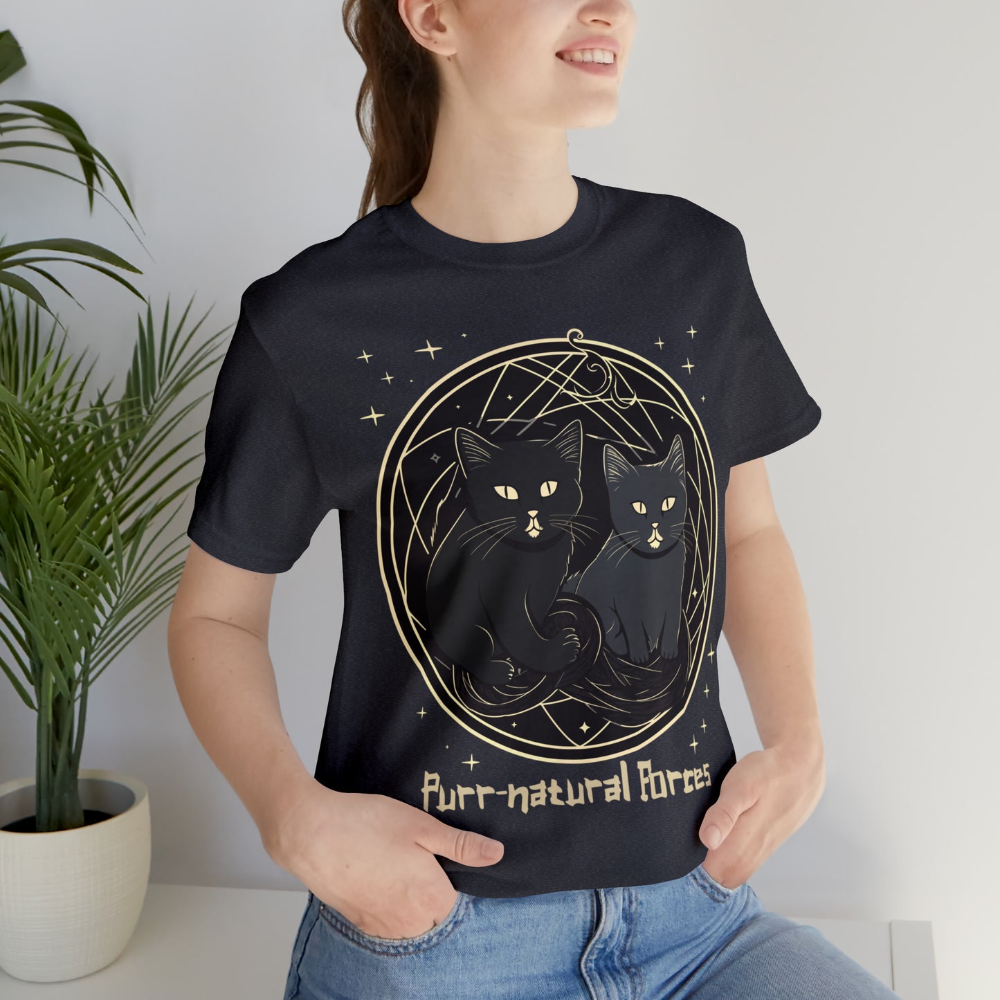 Purr-natural Forces Halloween Black Cat Magic Feline T-Shirt