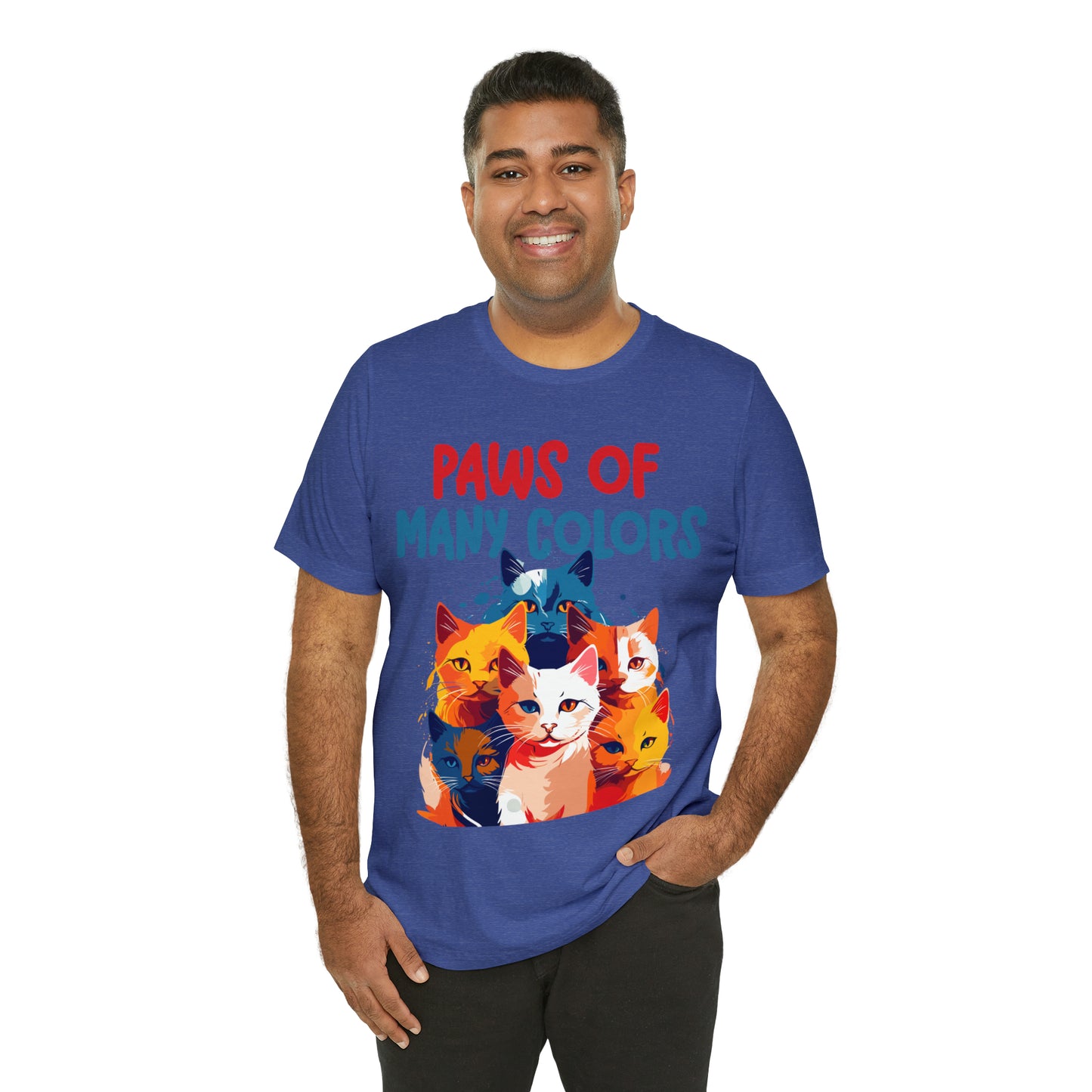 Paws of Many Colors Feline Rainbow Delight Kitty Lover T-Shirt