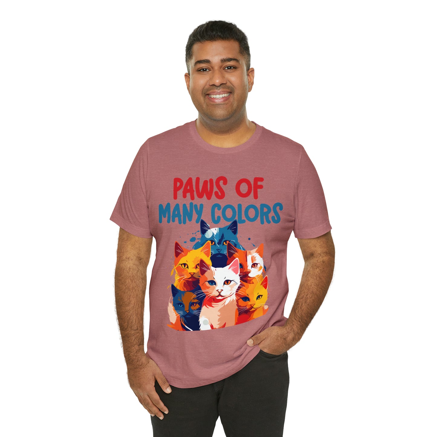 Paws of Many Colors Feline Rainbow Delight Kitty Lover T-Shirt