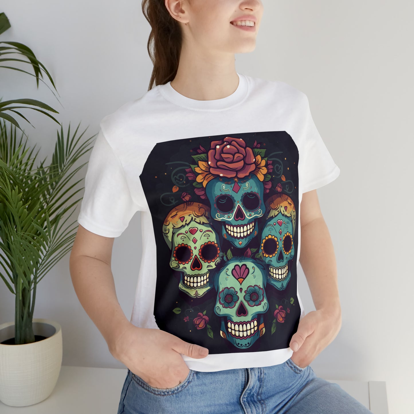 Sugar Skull Day Of The Dead Halloween Mexican Skeleton T-Shirt