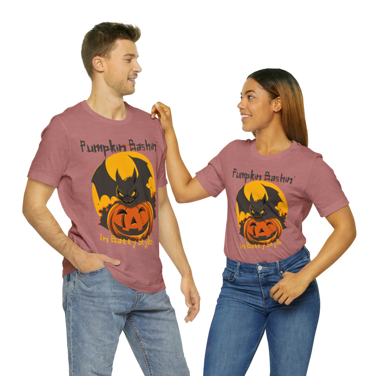 Spooky Bat Smashes Pumpkin Bashin' Fun Halloween Batty Style T-Shirt