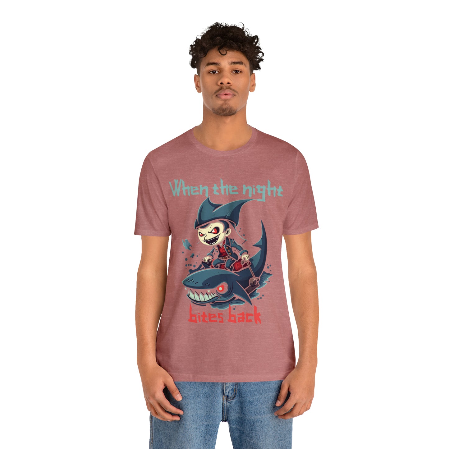 When The Night Bites Back Vampire Shark Halloween Nightmare T-Shirt