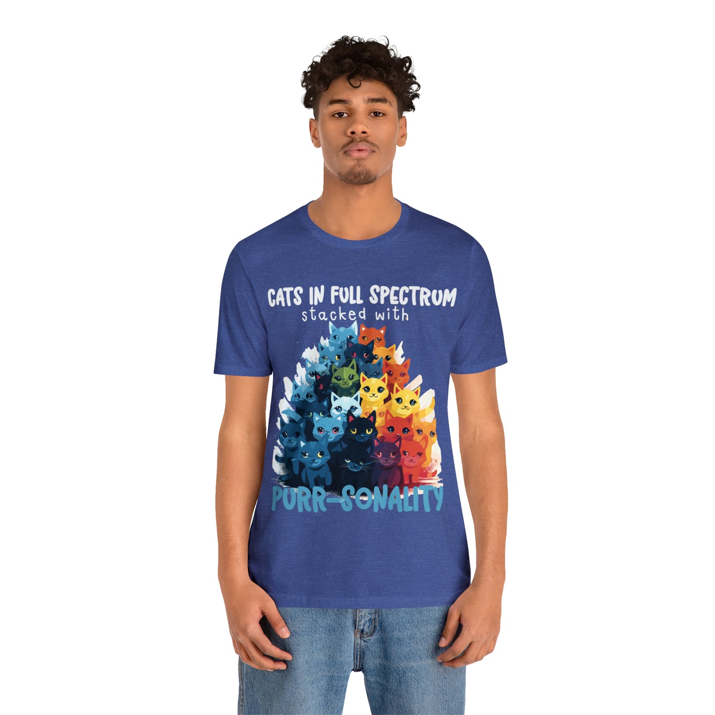 Cats in Full Spectrum Stacked with Purr-sonality Vibrant T-Shirt