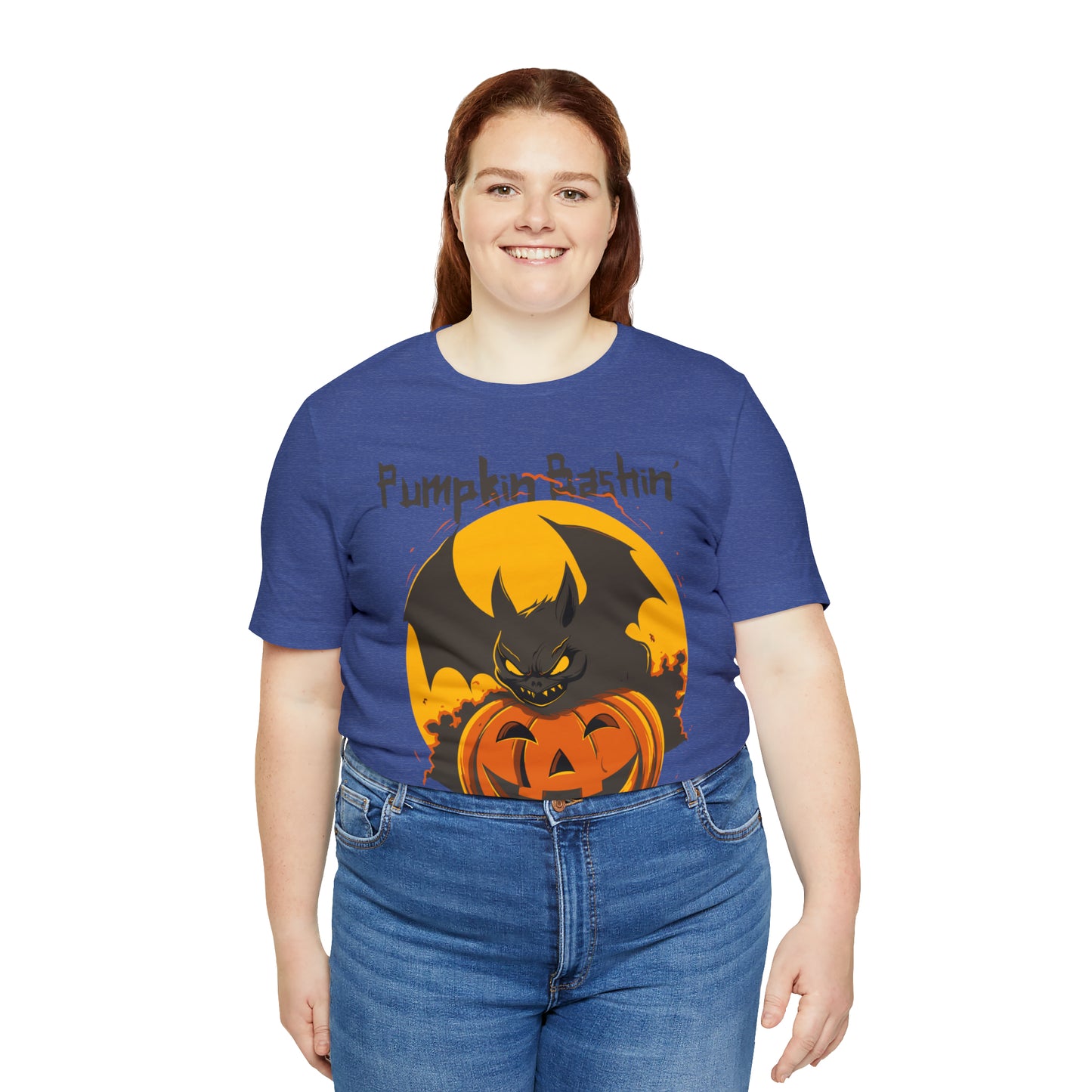 Spooky Bat Smashes Pumpkin Bashin' Fun Halloween Batty Style T-Shirt