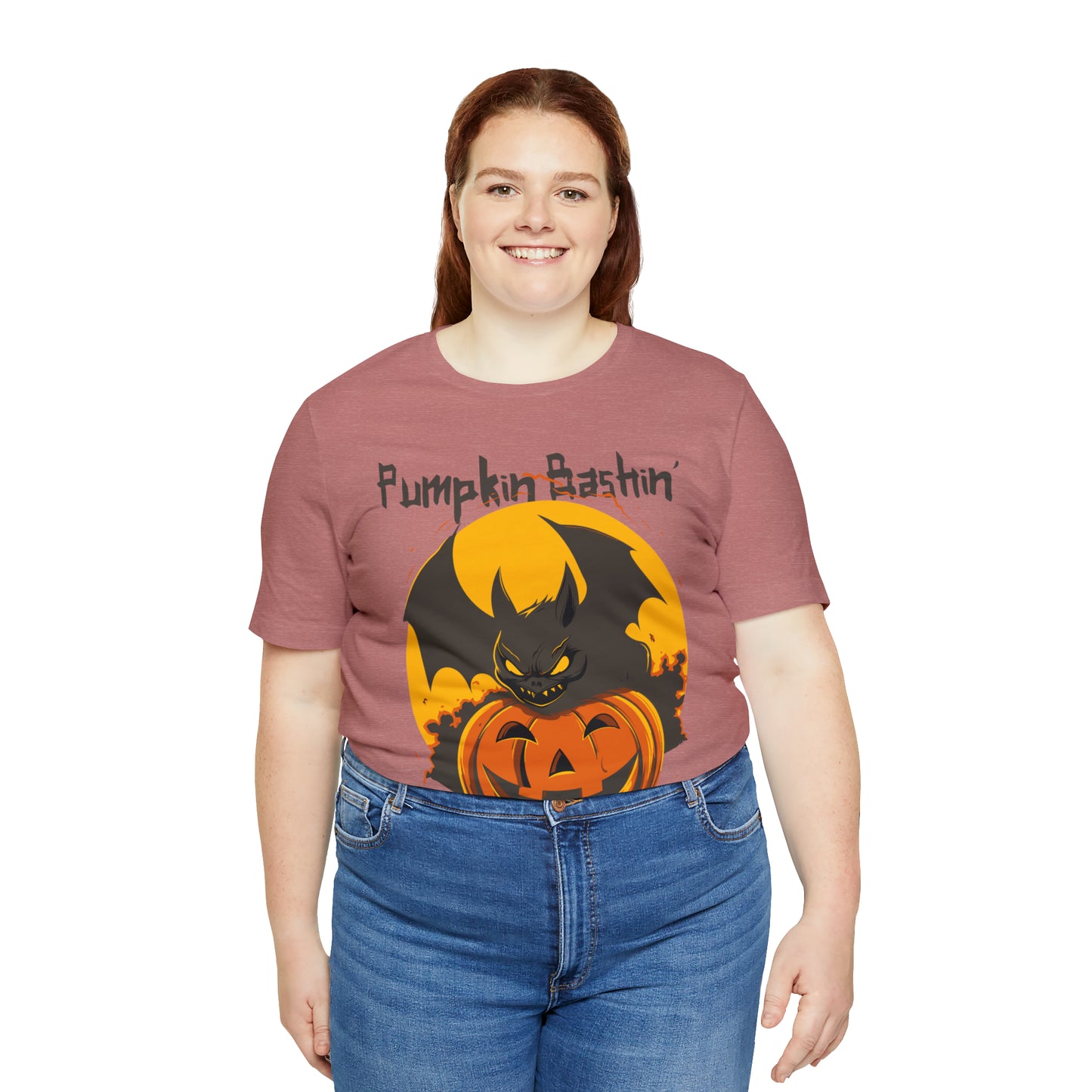 Spooky Bat Smashes Pumpkin Bashin' Fun Halloween Batty Style T-Shirt