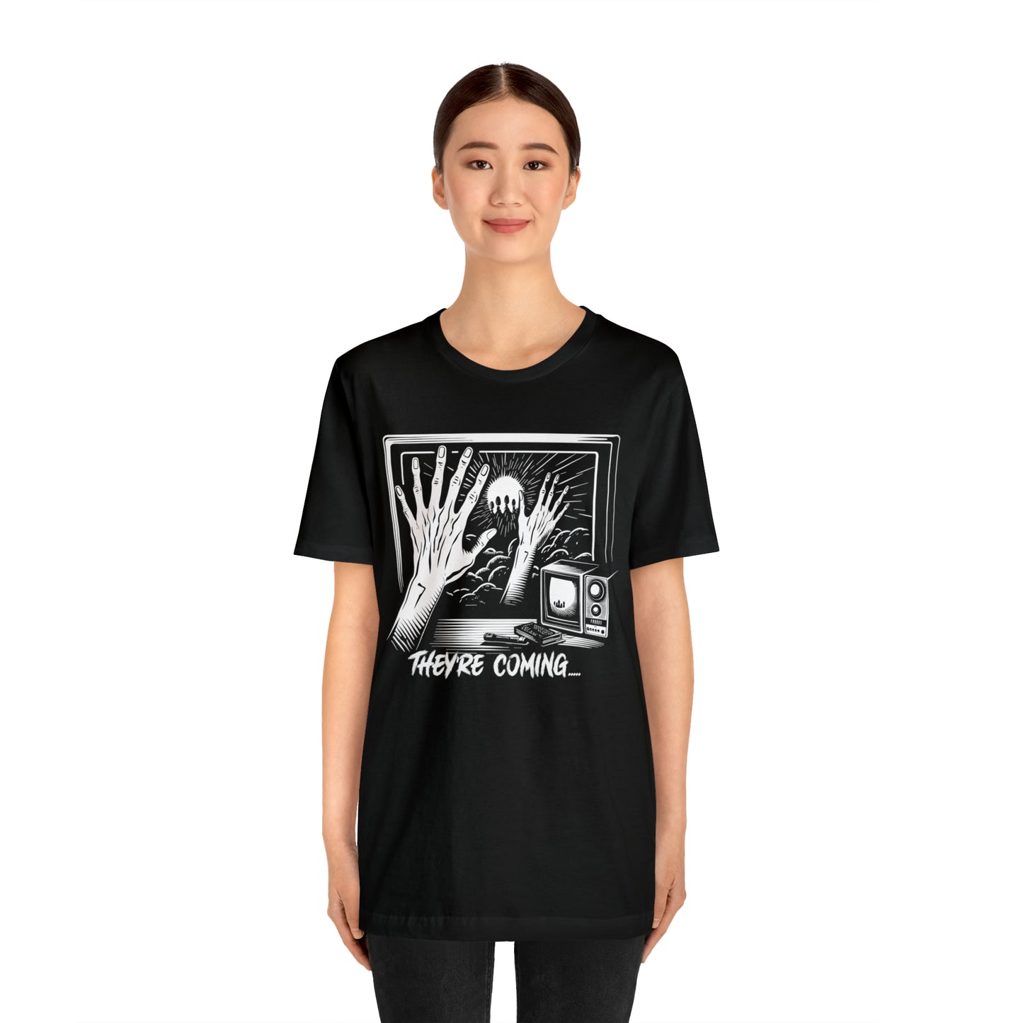 They're Coming Haunted Halloween Retro Eerie Anticipation T-Shirt