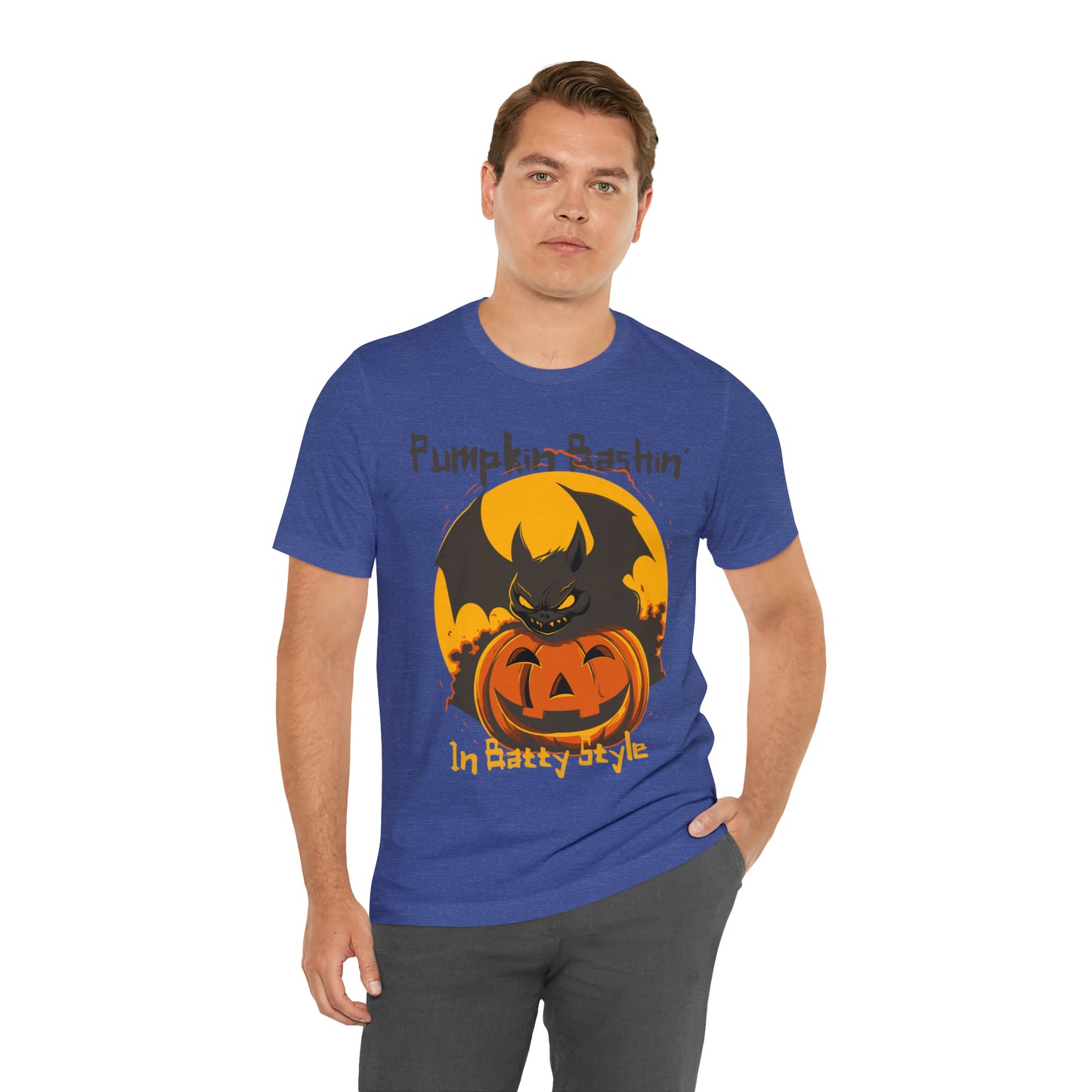 Spooky Bat Smashes Pumpkin Bashin' Fun Halloween Batty Style T-Shirt