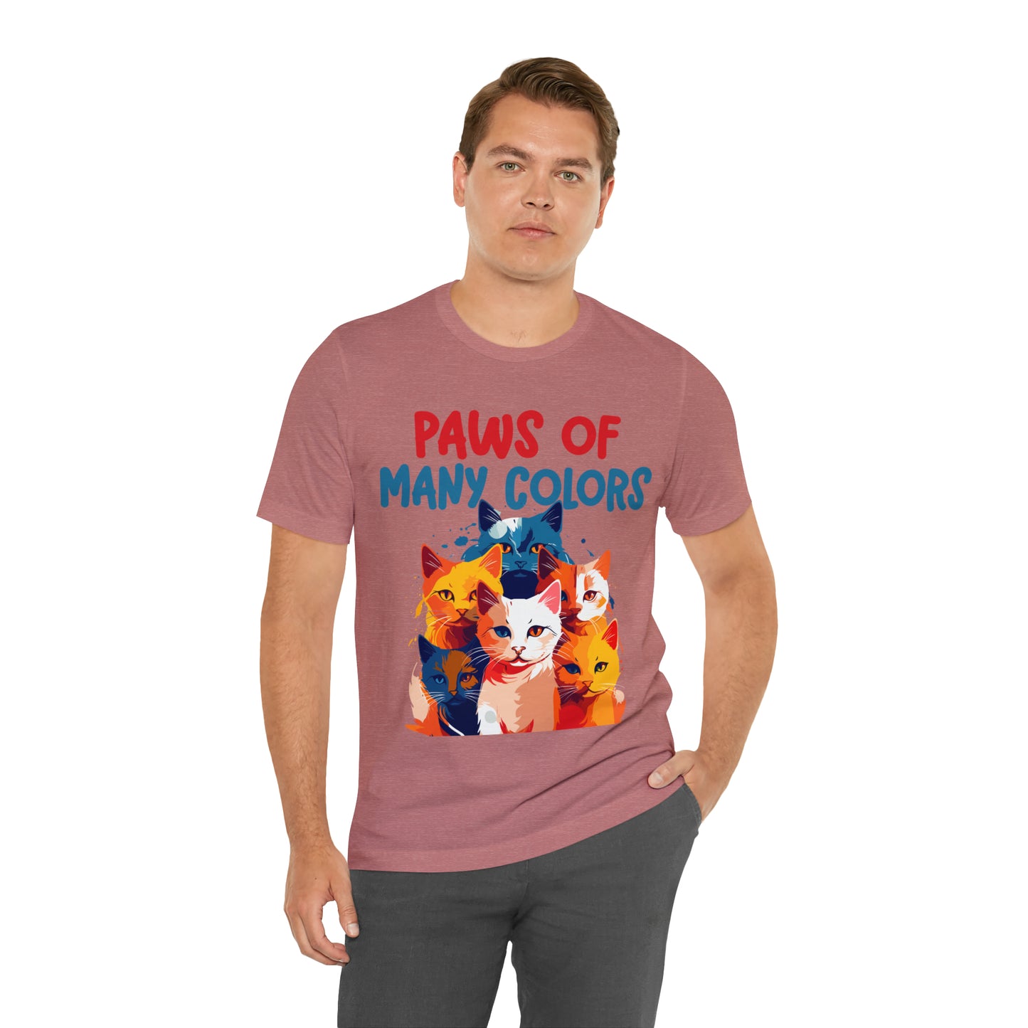 Paws of Many Colors Feline Rainbow Delight Kitty Lover T-Shirt