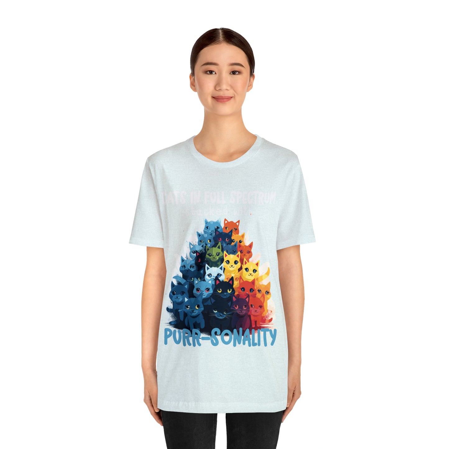 Cats in Full Spectrum Stacked with Purr-sonality Vibrant T-Shirt