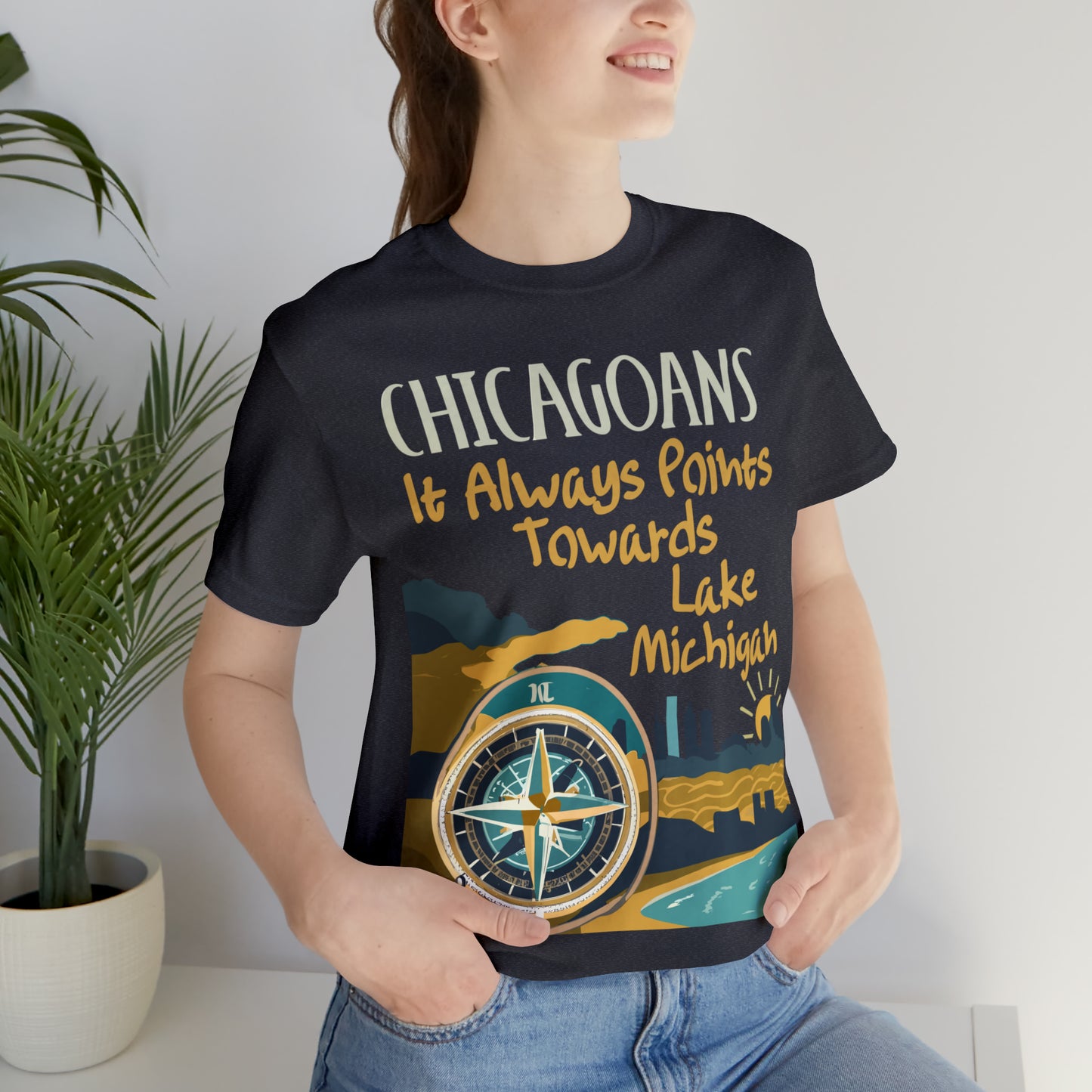 Chicago Compass Always Pointing to Lake Michigan T-Shirt