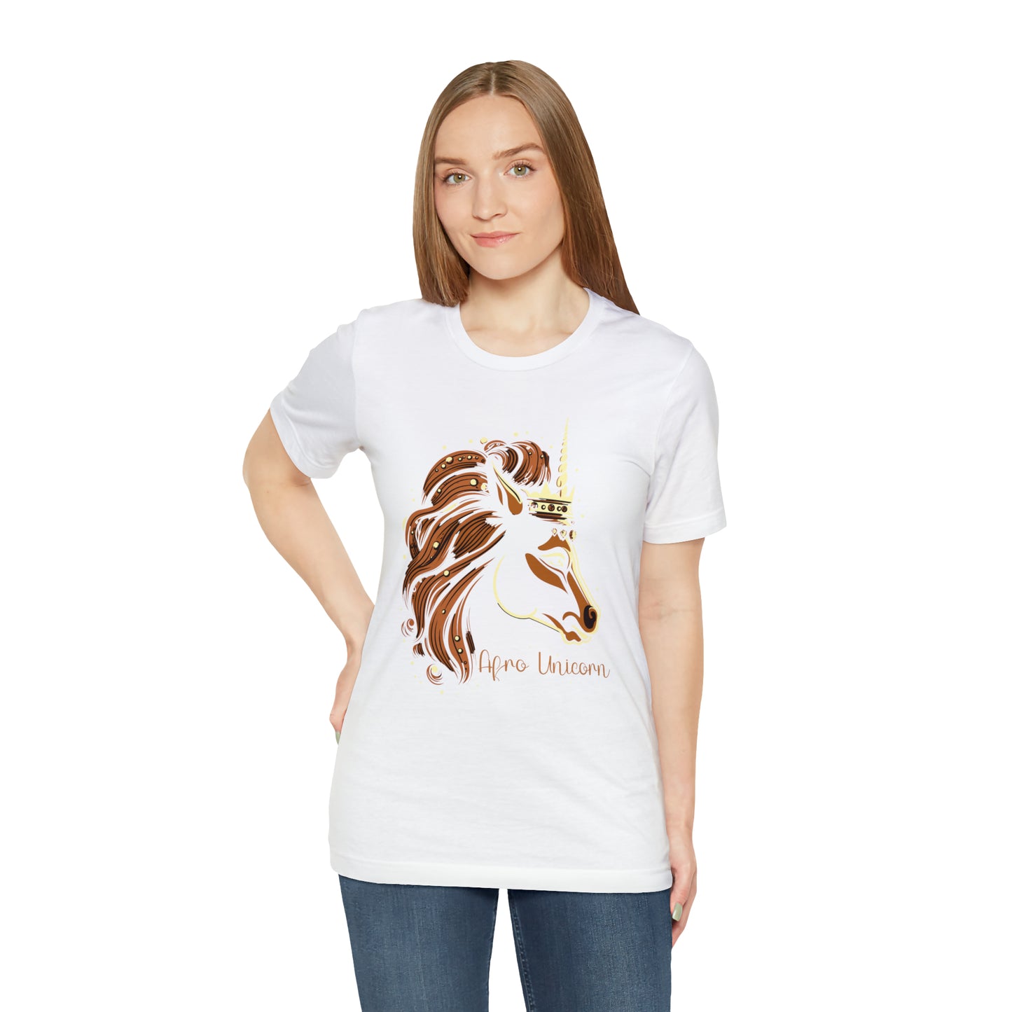 Afro Unicorn with crown - Regal Whimsical Majestic Fantasy Royal T-Shirt