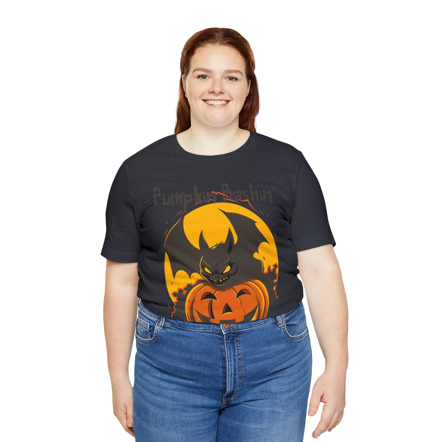 Spooky Bat Smashes Pumpkin Bashin' Fun Halloween Batty Style T-Shirt