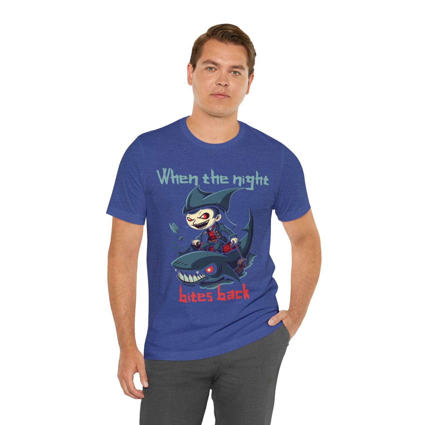 When The Night Bites Back Vampire Shark Halloween Nightmare T-Shirt