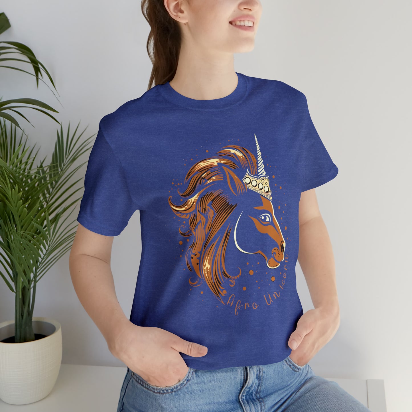 Afro Unicorn with crown - Regal Whimsical Majestic Fantasy Royal T-Shirt