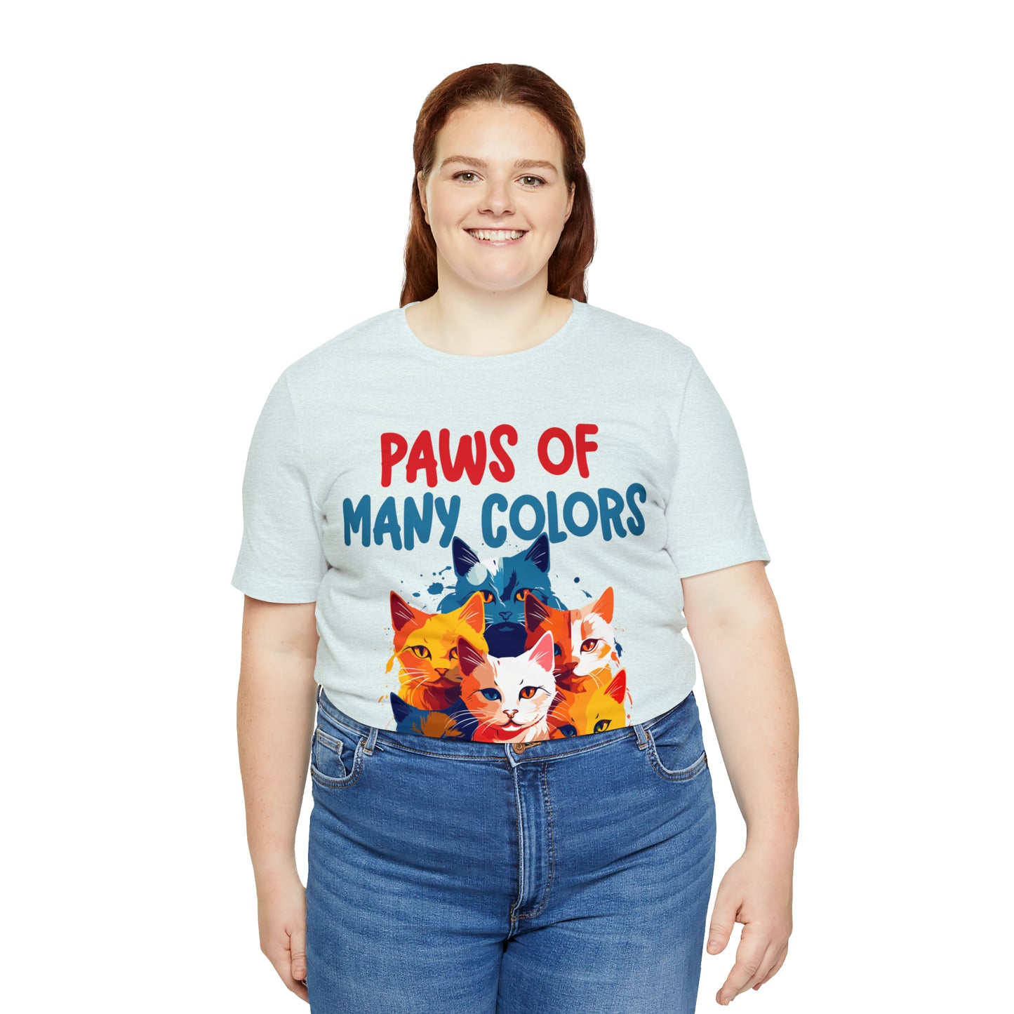 Paws of Many Colors Feline Rainbow Delight Kitty Lover T-Shirt