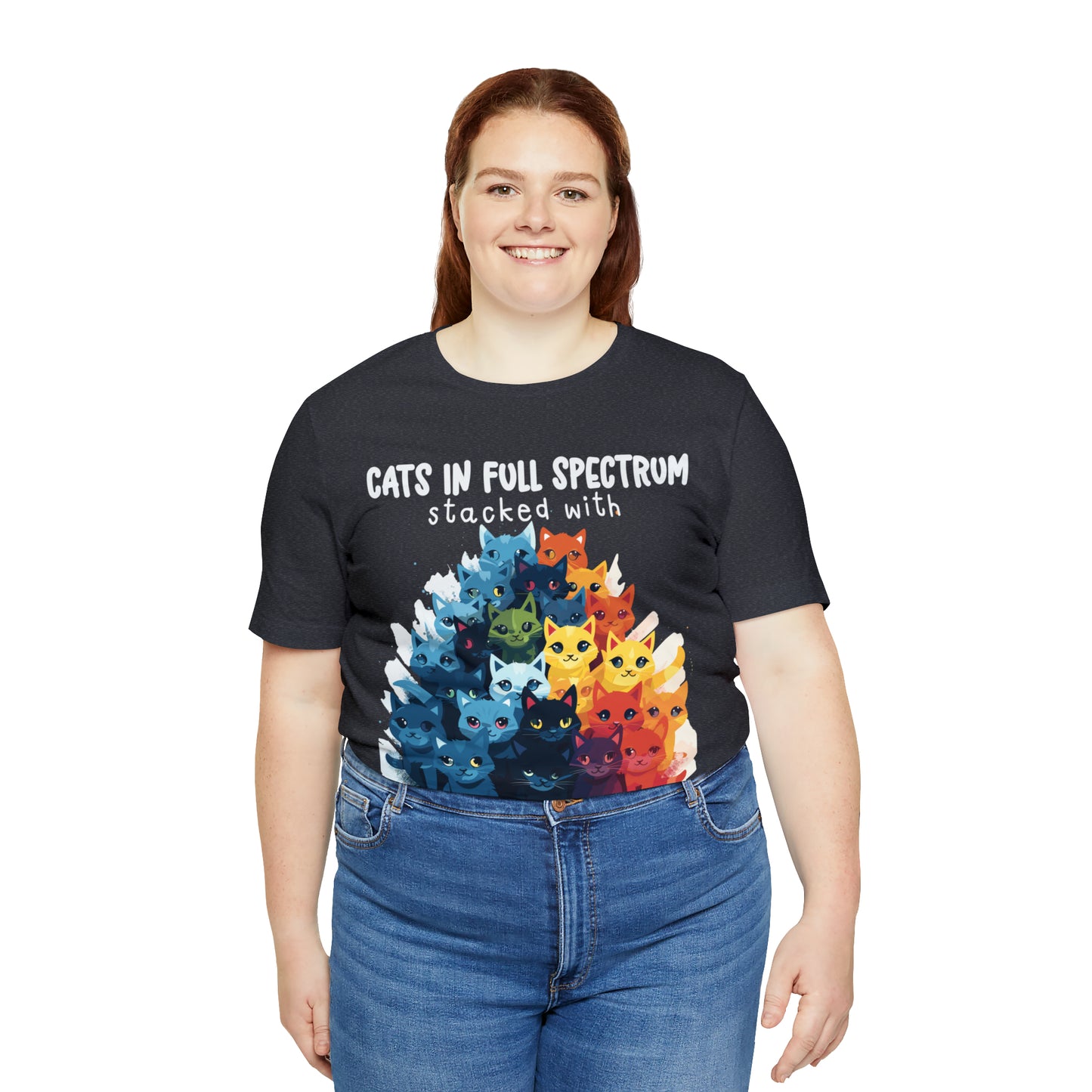 Cats in Full Spectrum Stacked with Purr-sonality Vibrant T-Shirt