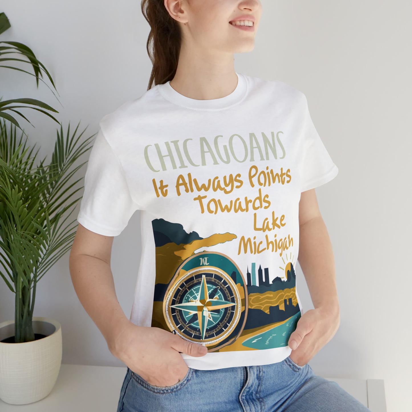 Chicago Compass Always Pointing to Lake Michigan T-Shirt