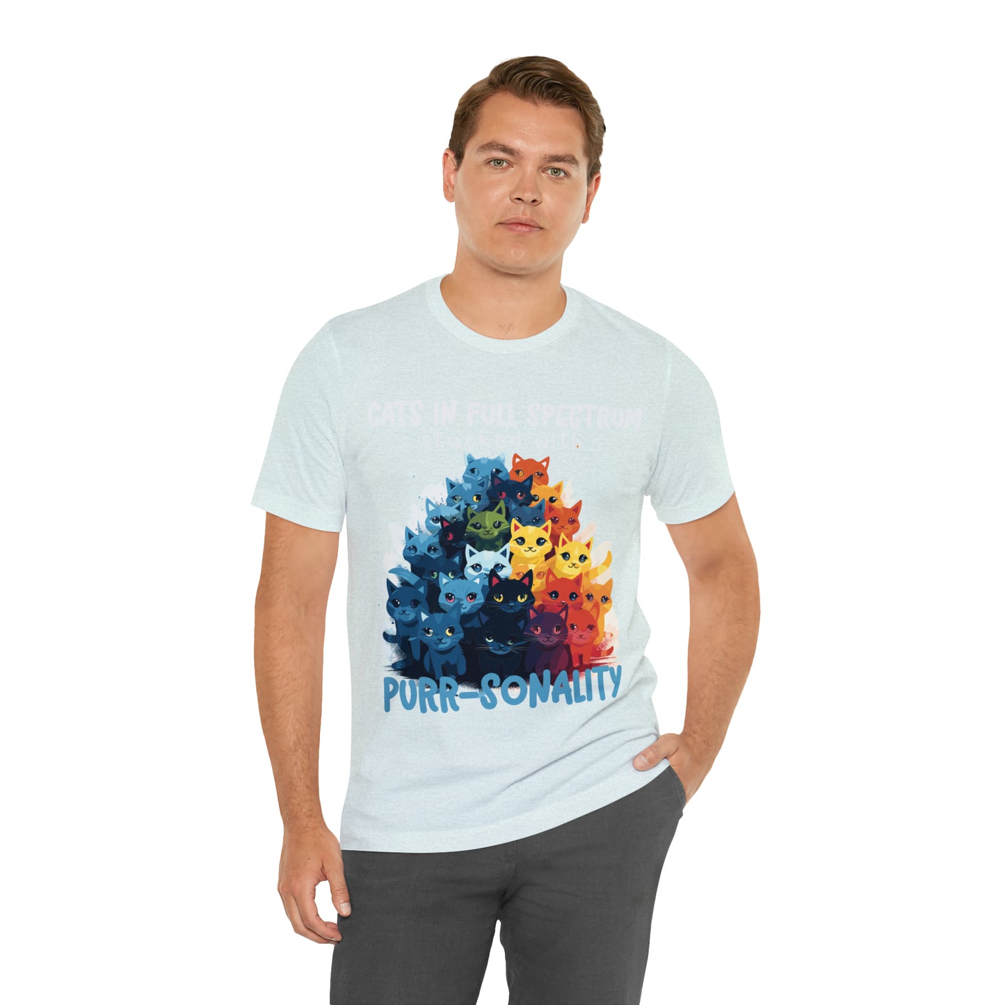 Cats in Full Spectrum Stacked with Purr-sonality Vibrant T-Shirt