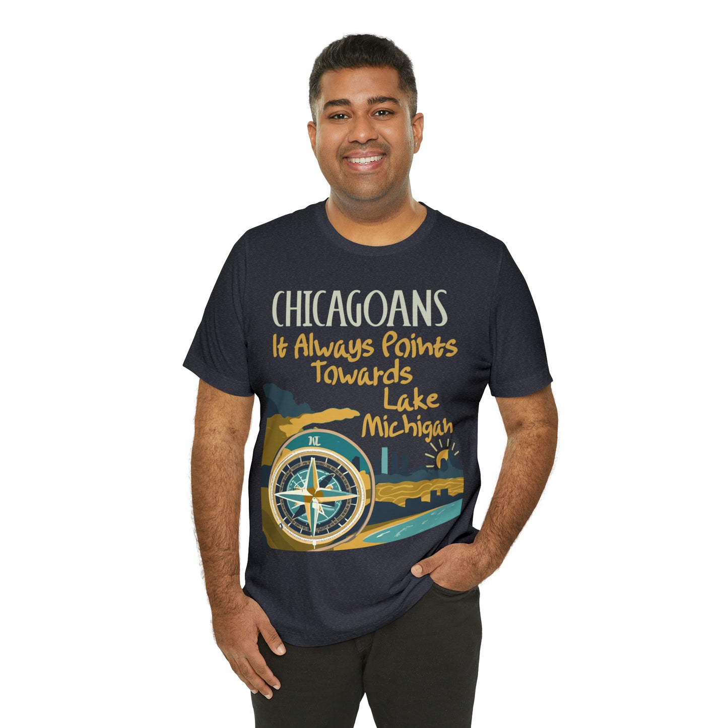 Chicago Compass Always Pointing to Lake Michigan T-Shirt