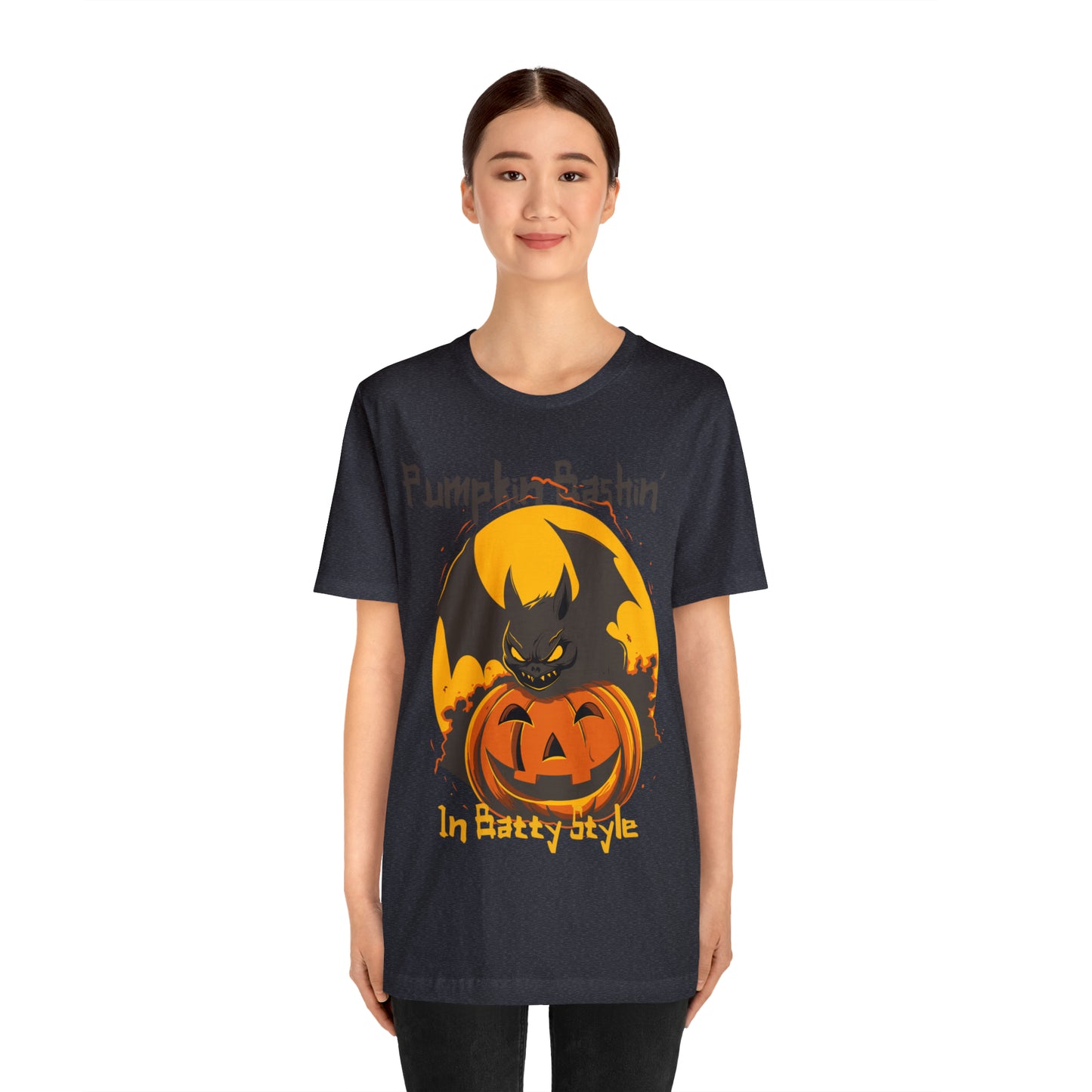 Spooky Bat Smashes Pumpkin Bashin' Fun Halloween Batty Style T-Shirt